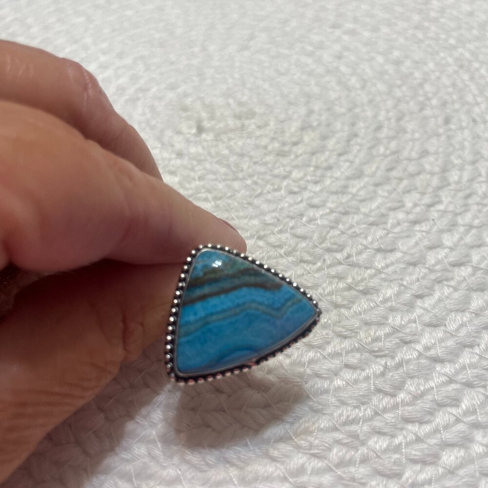 Stunning MEXICAN LAGUNA AGATE Handmade Sterling 925 Ring Size 13.25 #534D